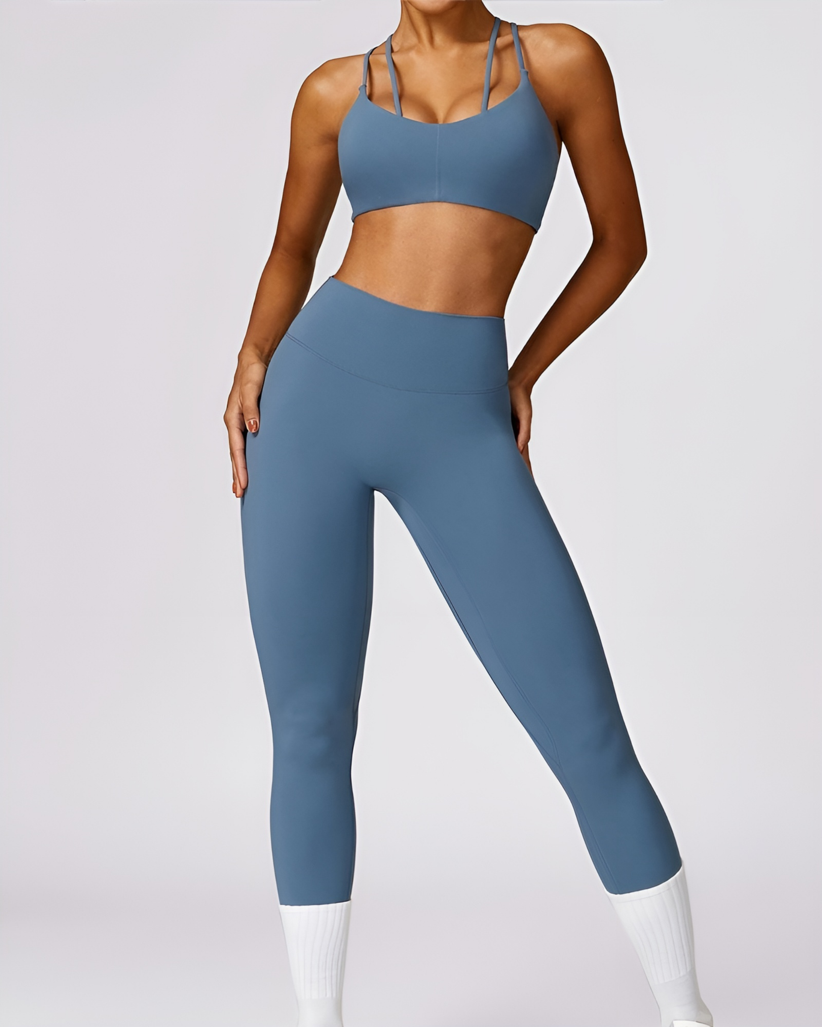 Legging de sport sans couture June Spring gris bleu