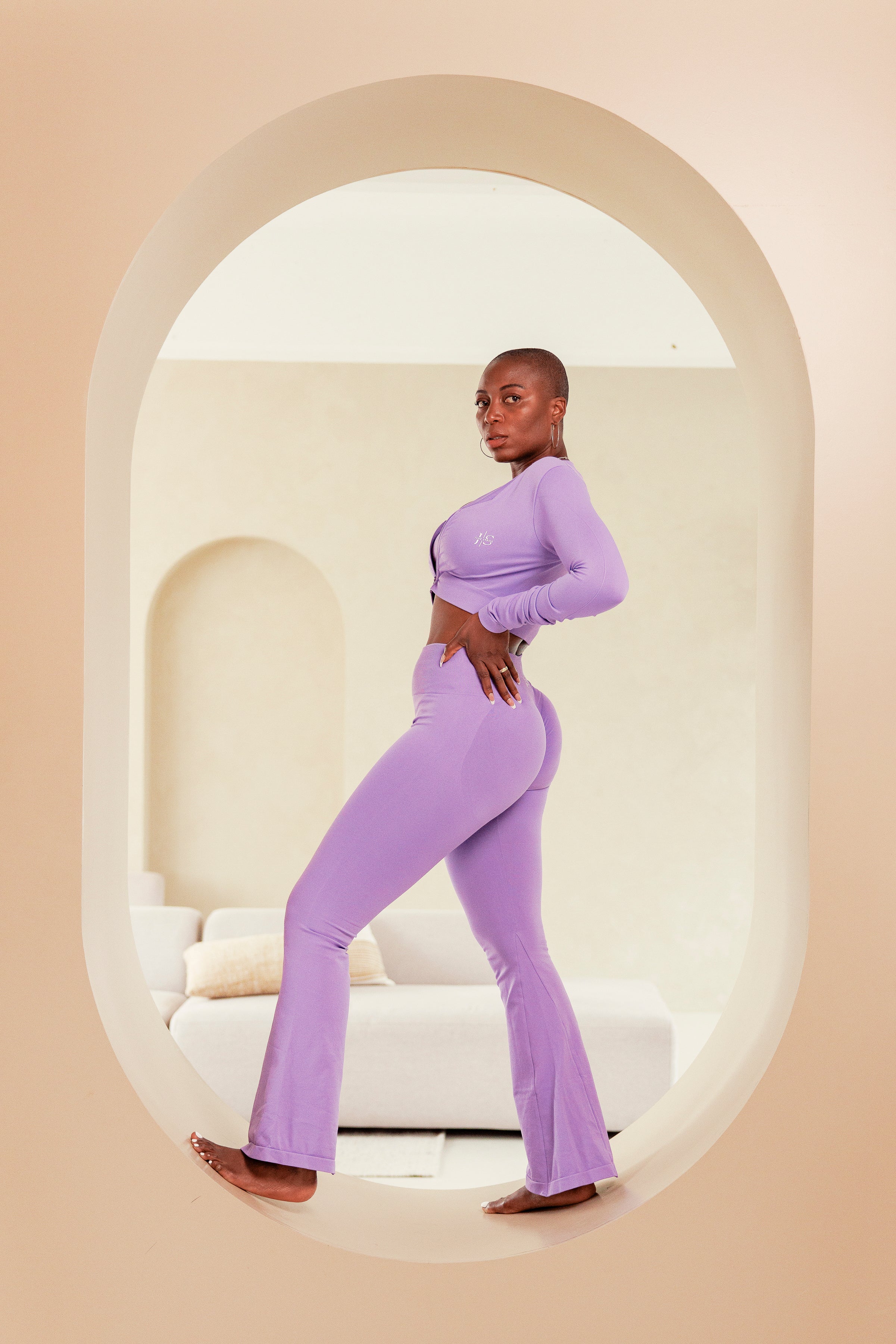 June Spring Seamless Cropped Cardigan V-neck Lilac 