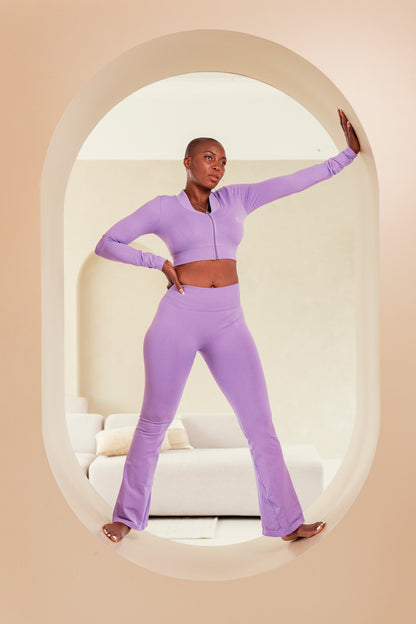 June Spring Seamless Cropped Cardigan V-neck Lilac 