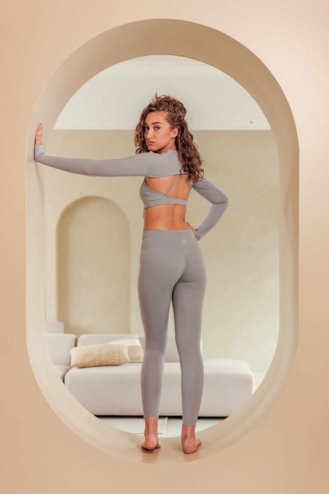 June Spring Nahtlose Sportleggings Hellgrau 